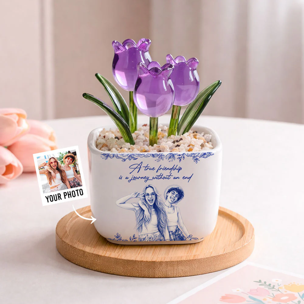 A True Friendship - Personalized Custom Glass Everlasting Tulips