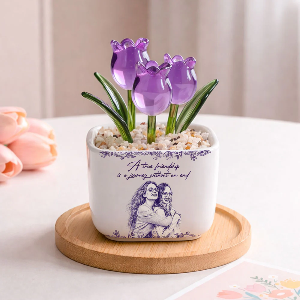 A True Friendship - Personalized Custom Glass Everlasting Tulips - Image 6