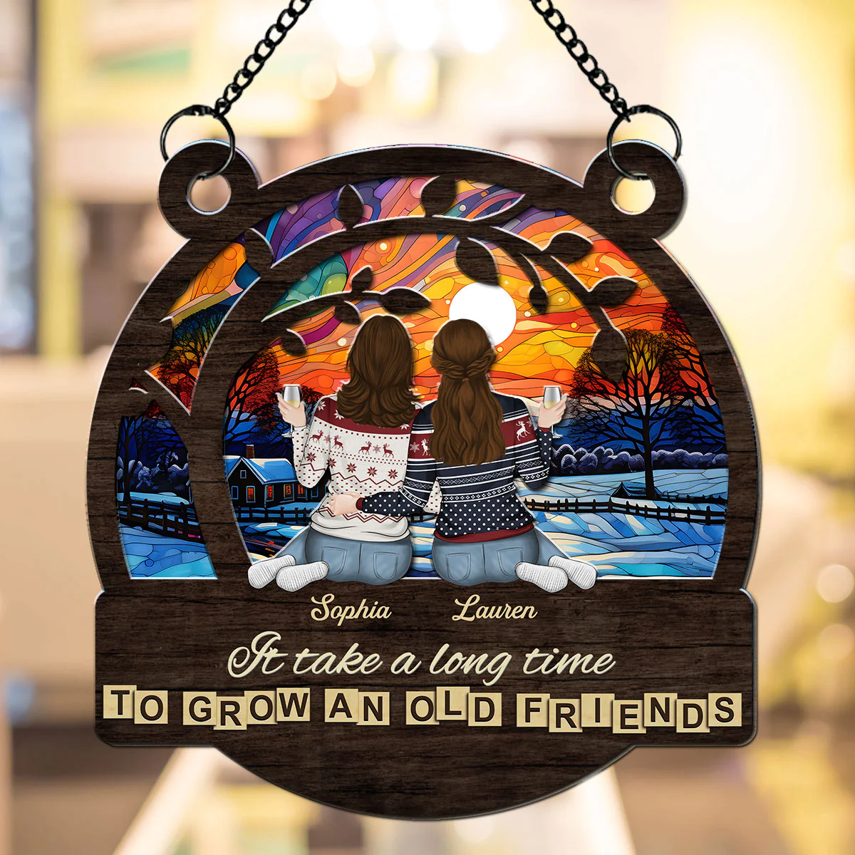 A True Friendship - Personalized Custom Suncatcher - Image 2
