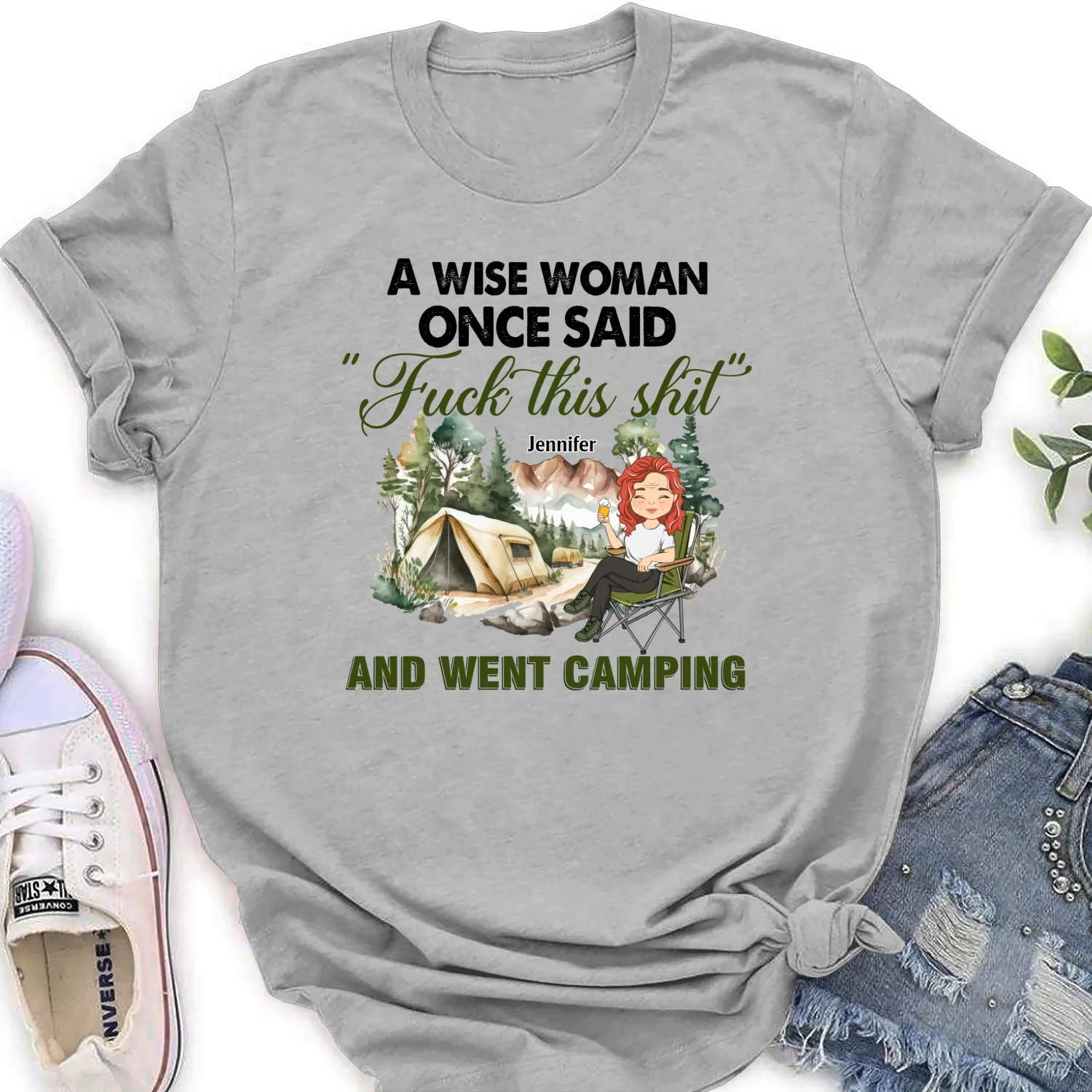 A Wise Woman Once Said And Went Camping - Personalized Custom Shirt - Image 16