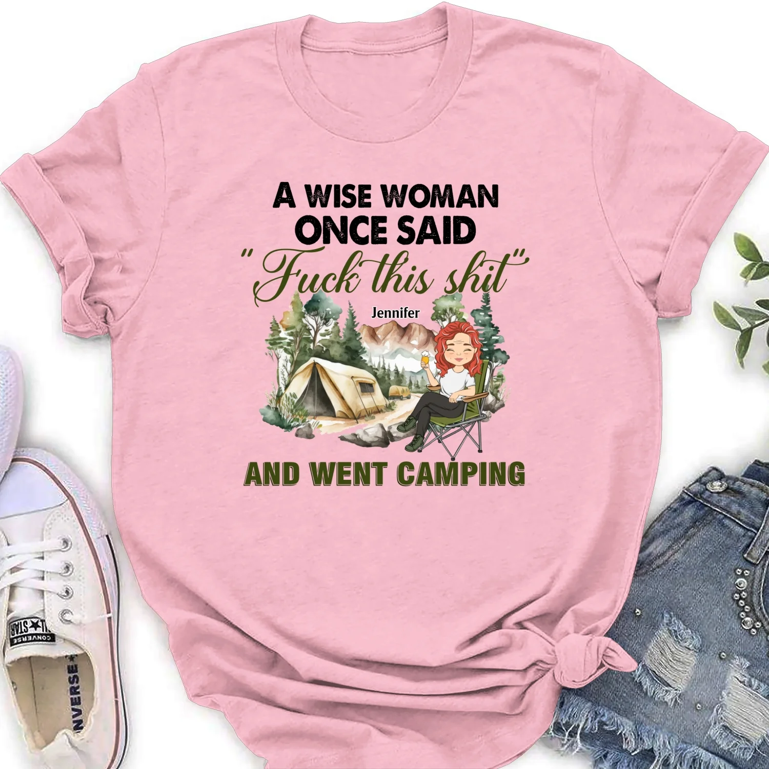 A Wise Woman Once Said And Went Camping - Personalized Custom Shirt - Image 17