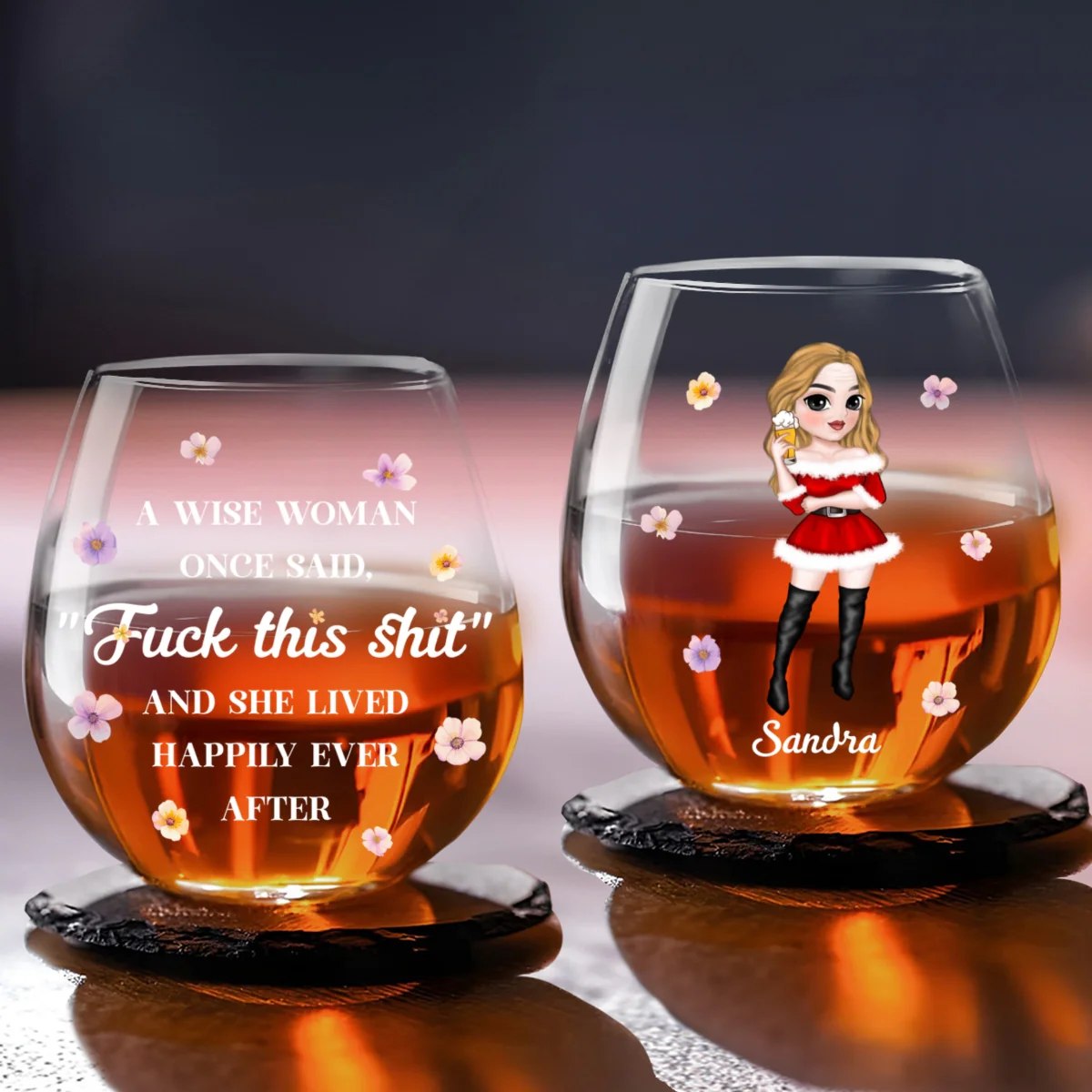 A Wise Woman Once Said - Personalized Custom Wine Glass - Image 6
