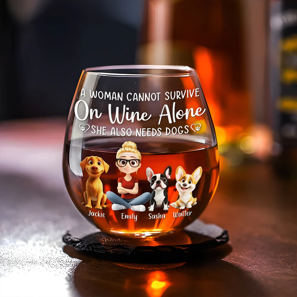 A Woman Also Needs A Dog - Personalized Custom Wine Glass - Image 3