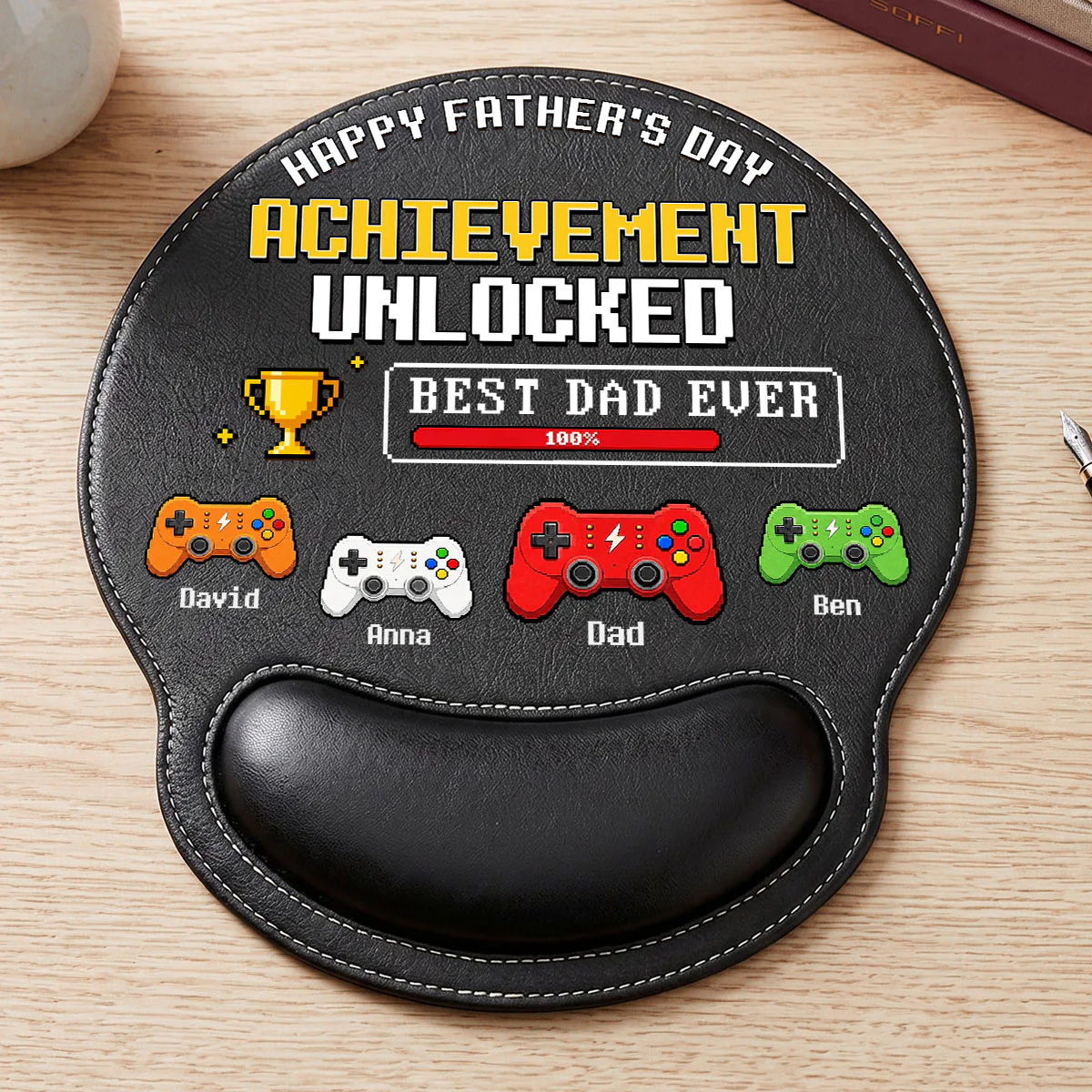 Achievement Unlocked - Personalized Custom Leather Mouse Pad - Image 2