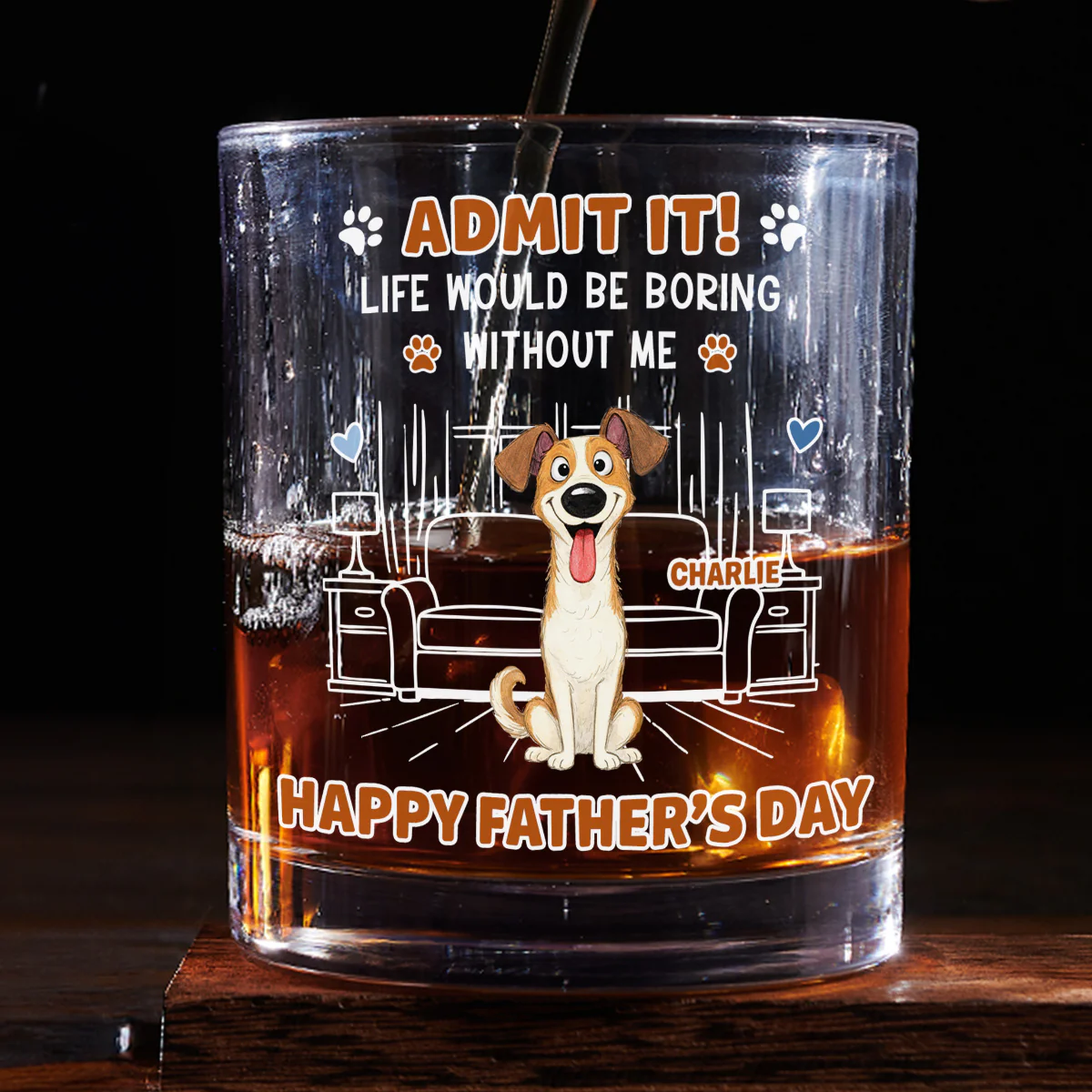 Admit It Crazy Funny Dog Ver Dad - Personalized Custom Whiskey Glass - Image 2