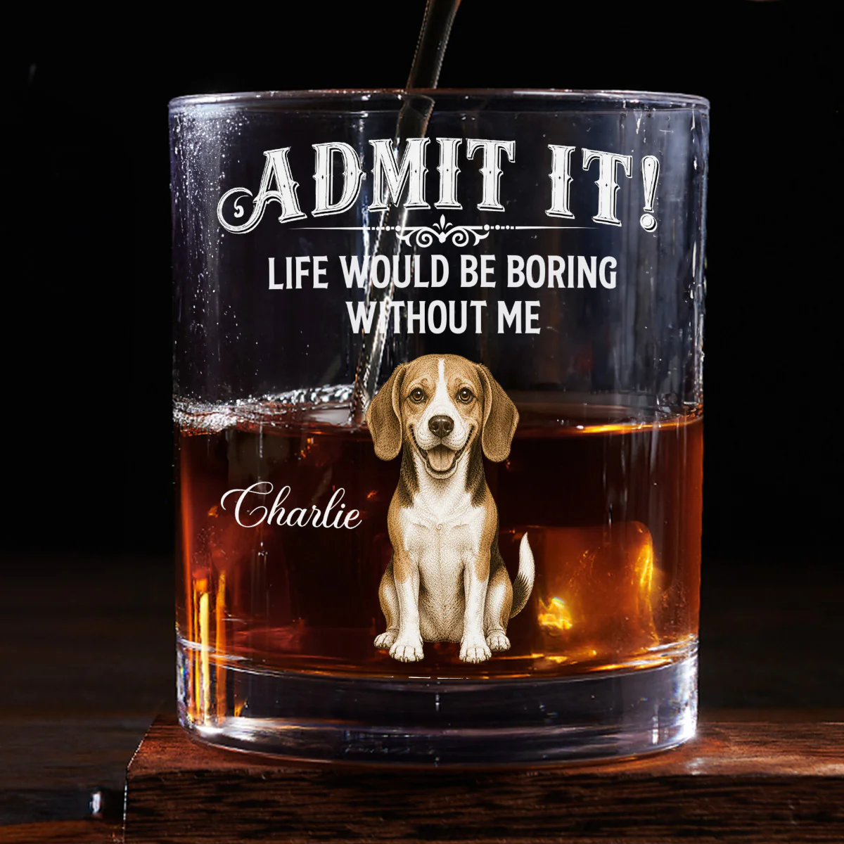 Admit It Retro Vintage - Personalized Custom Whiskey Glass - Image 2