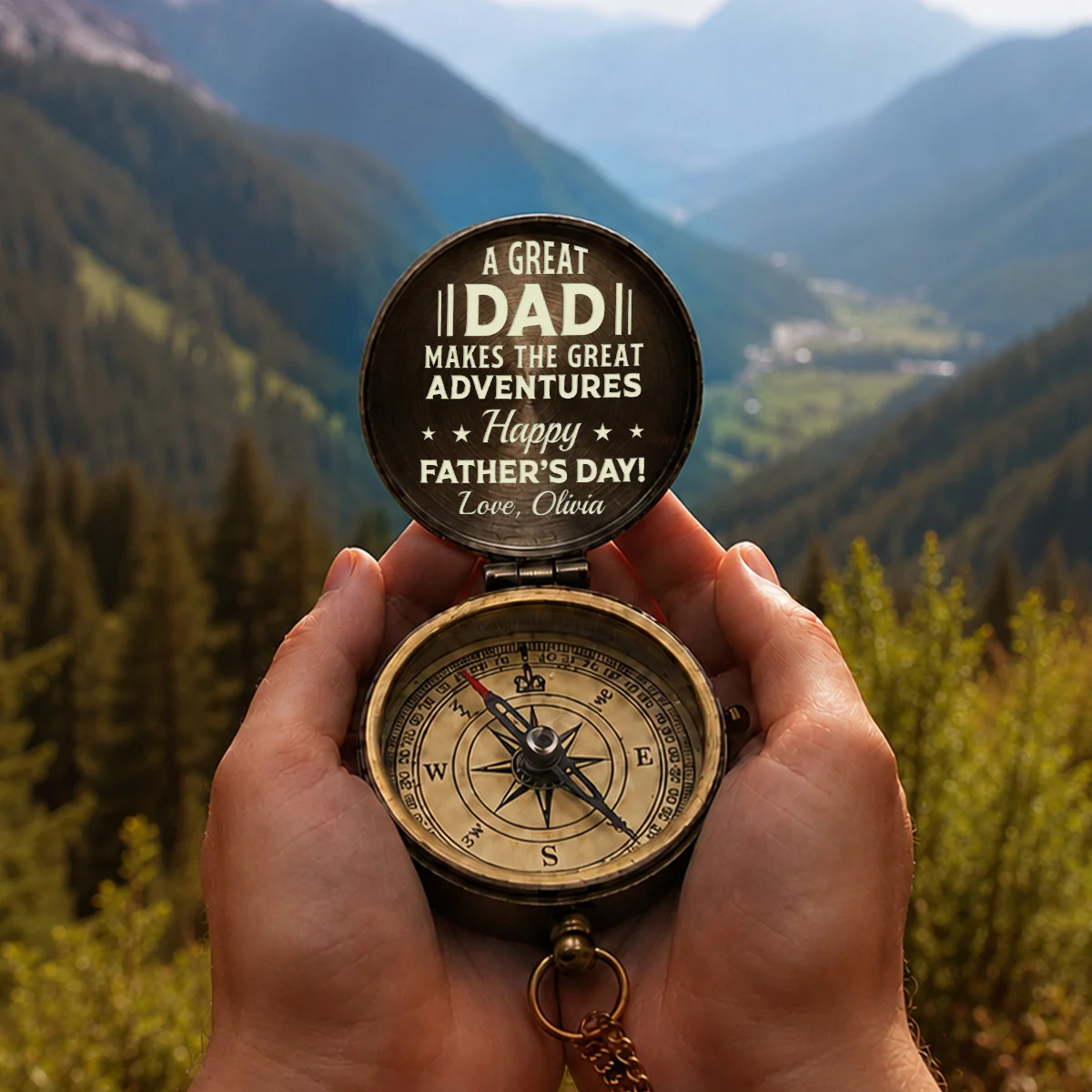 Adventure Dad - Personalized Custom Engraved Pocket Compass - Image 4