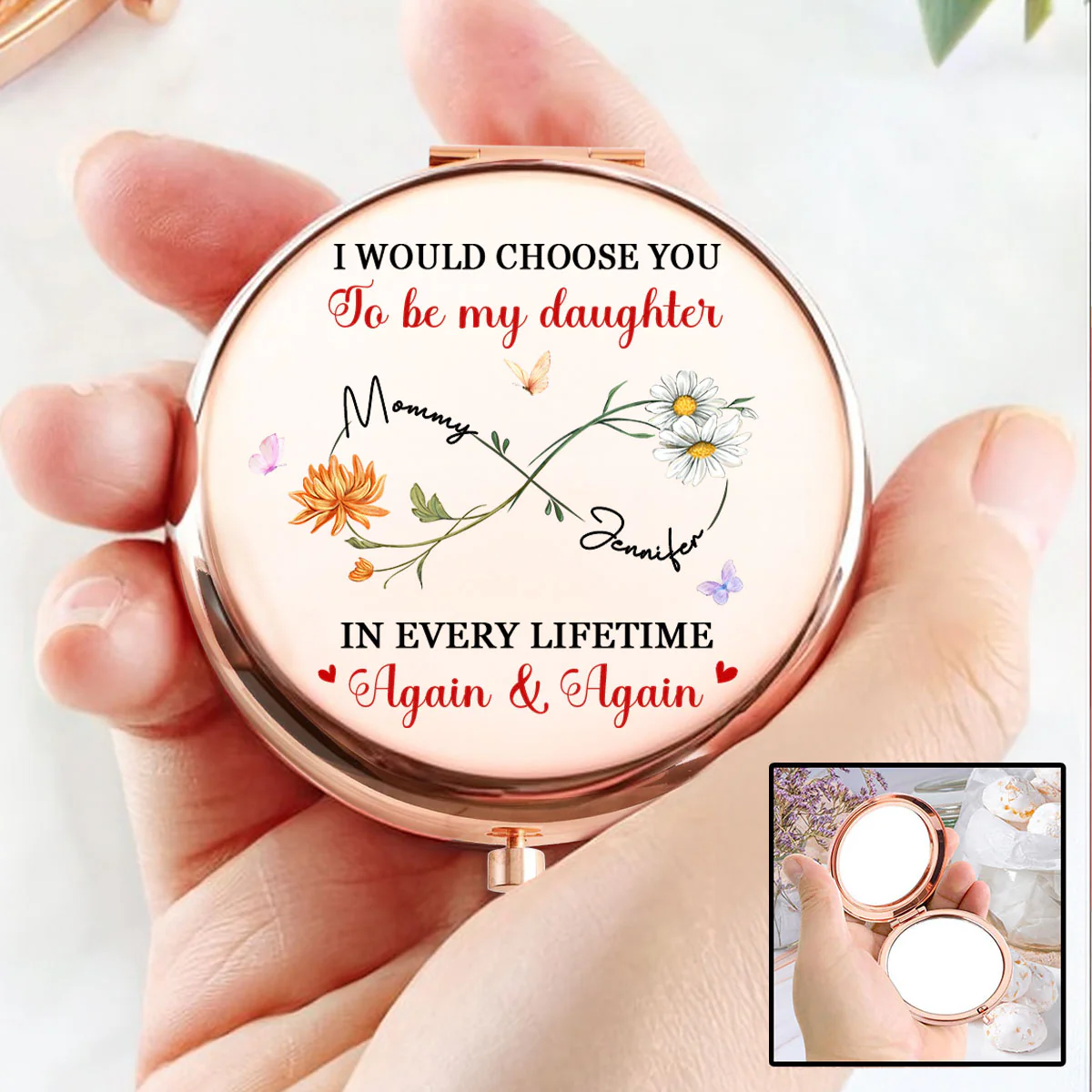 Again And Again - Personalized Custom Compact Mirror