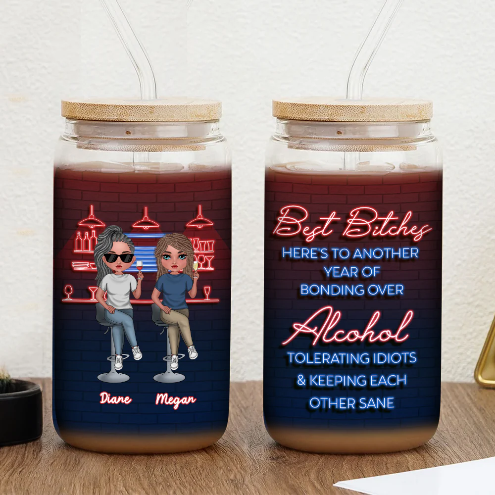 Alcohol Best Friends - Personalized Custom Glass Can - Image 2