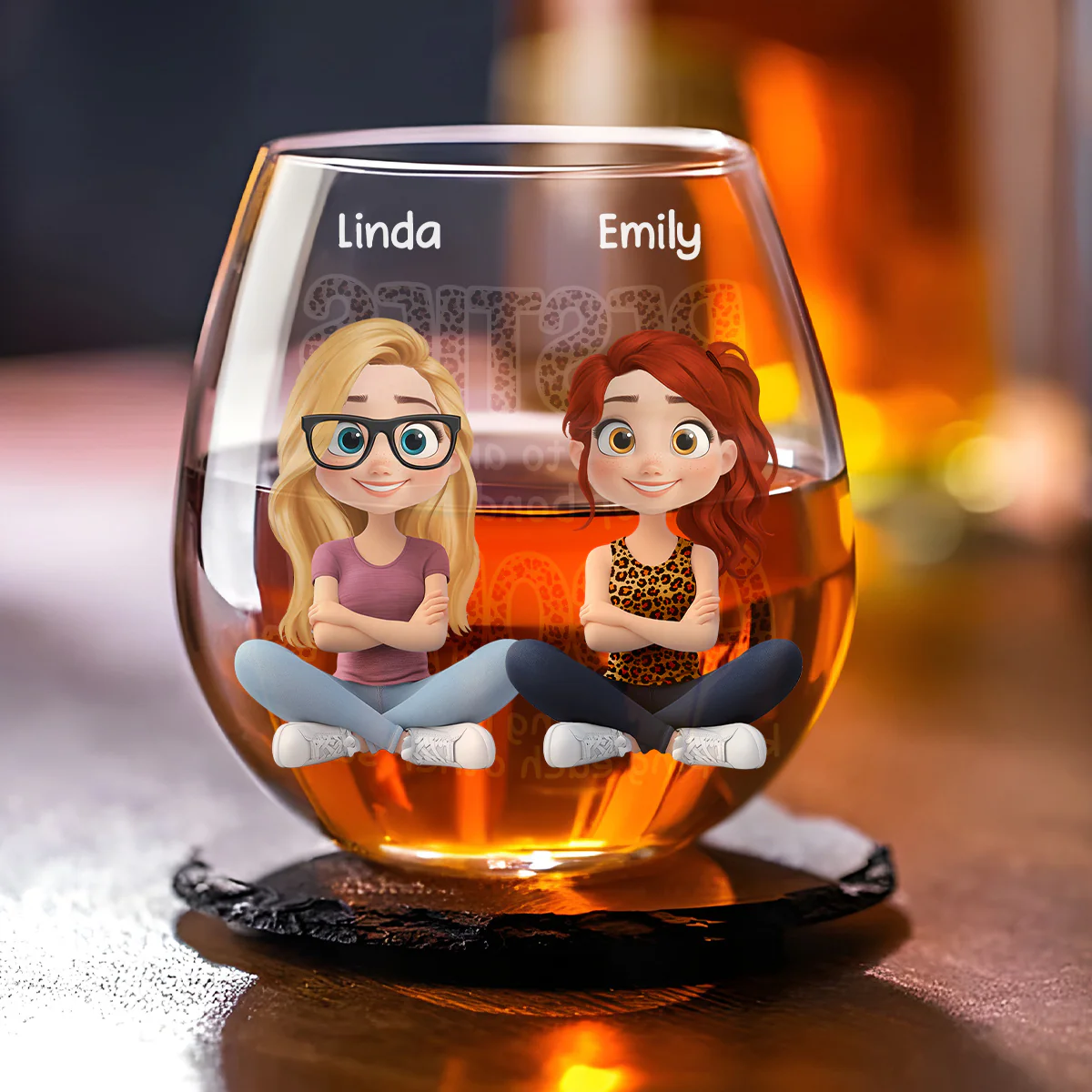 Alcohol Tolerating Cartoonize - Personalized Custom Wine Glass - Image 2