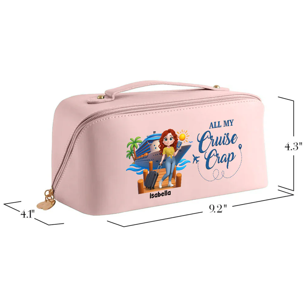 All My Cruise Crap - Personalized Custom Leather Makeup Bag - Image 5