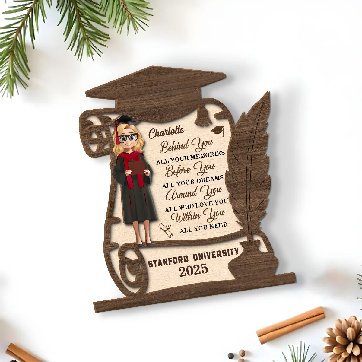 All Your Dreams Come True - Personalized Custom 2-Layer Wood Plaque With Flat Base - Image 3