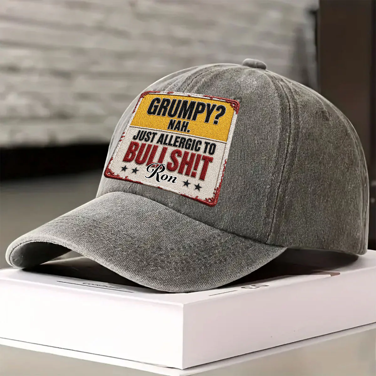 Allergic To All Of Them - Personalized Custom 3D Effect Vintage Washed Denim Cap - Image 2
