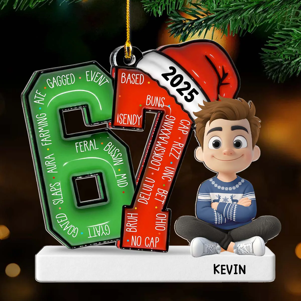 Alpha Six Seven Slang - Personalized Custom Acrylic Ornament - Image 4