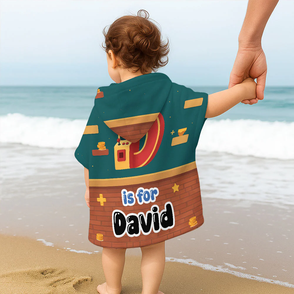 Alphabet Game Cartoon - Personalized Custom Hooded Beach Towel - Image 4
