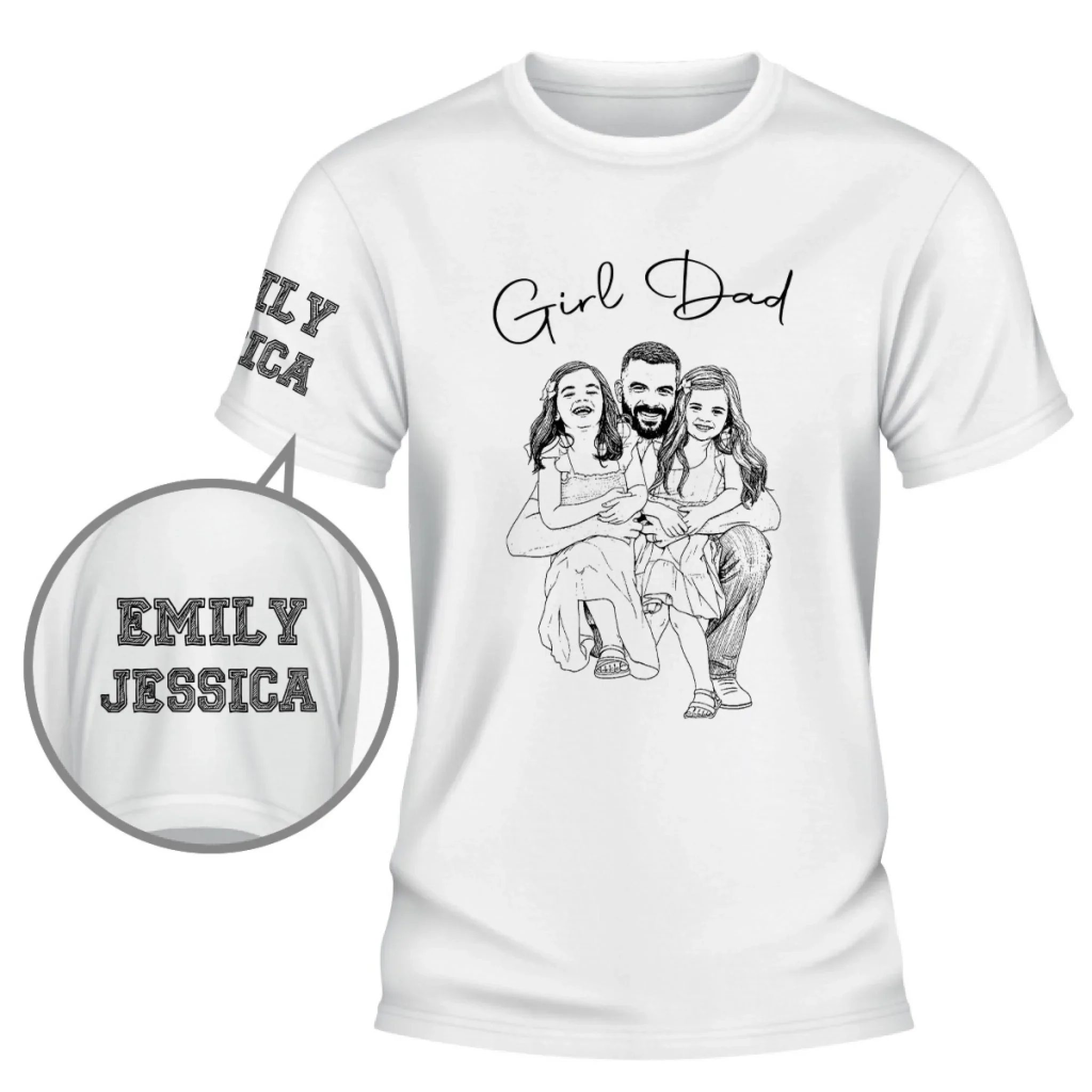 Always A Girl Dad - Personalized Custom Shirt With Design On Sleeve