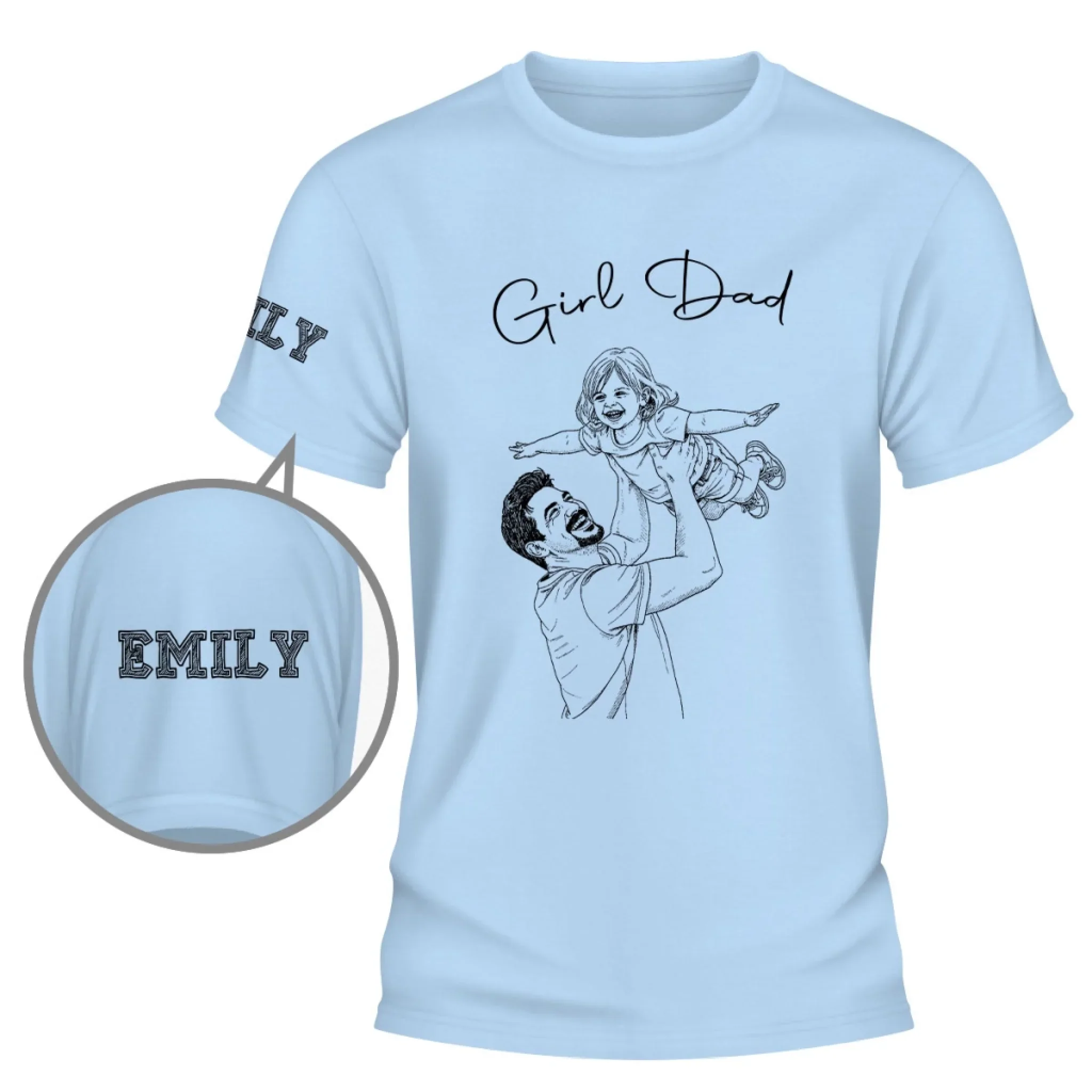 Always A Girl Dad - Personalized Custom Shirt With Design On Sleeve - Image 2