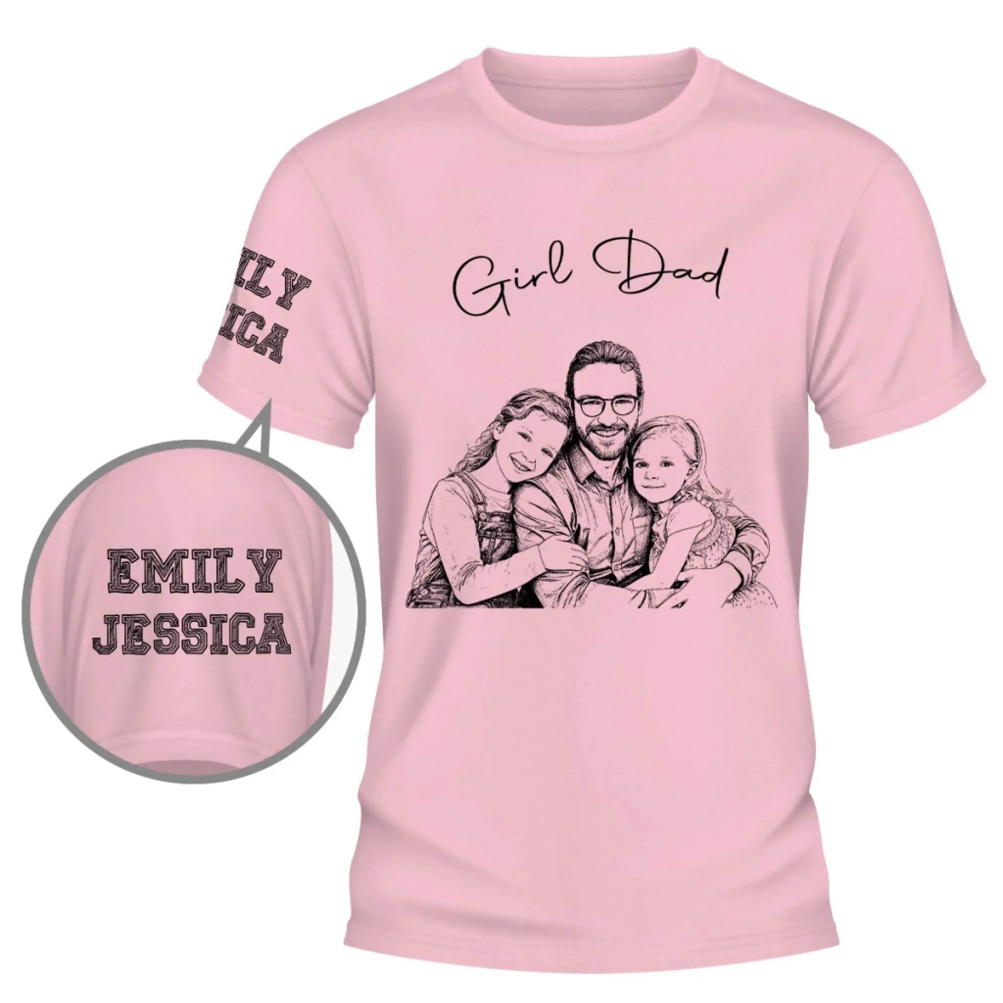 Always A Girl Dad - Personalized Custom Shirt With Design On Sleeve - Image 3