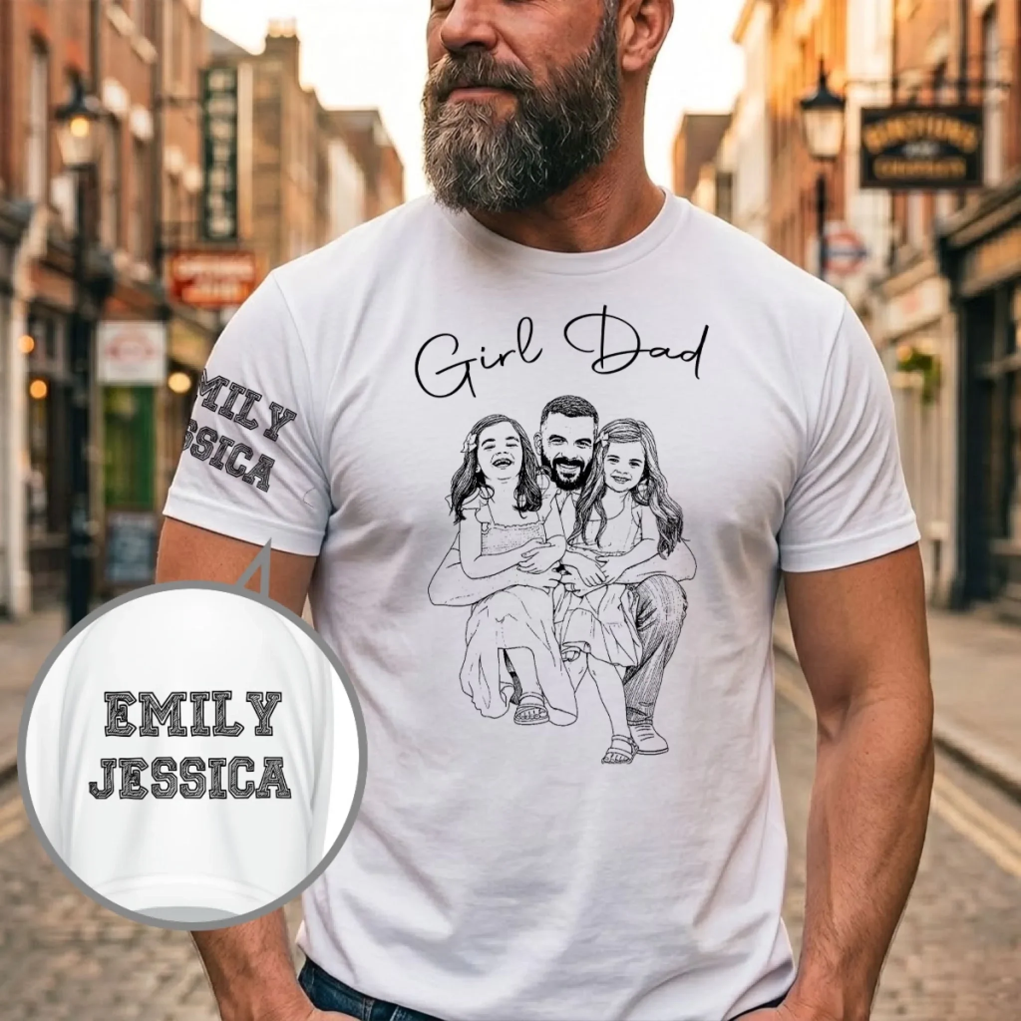 Always A Girl Dad - Personalized Custom Shirt With Design On Sleeve - Image 6