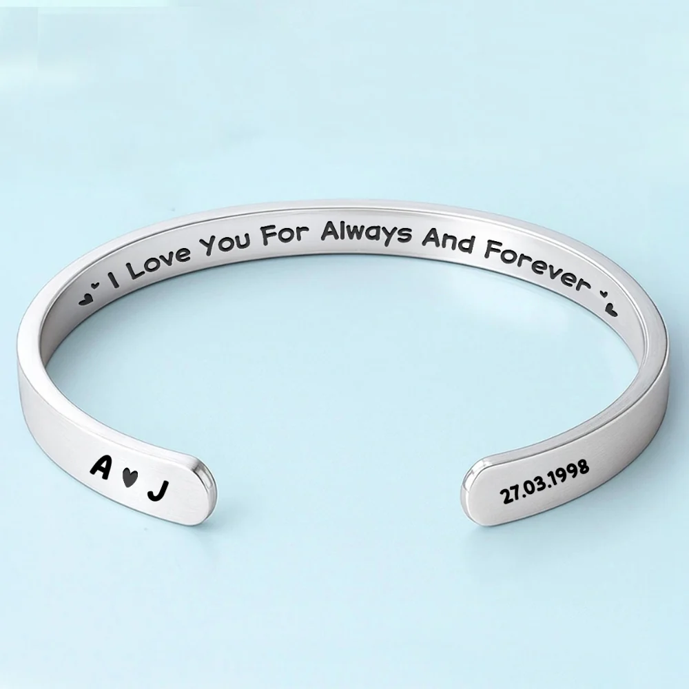 Always And Forever - Personalized Custom Bracelet Cuff - Image 5