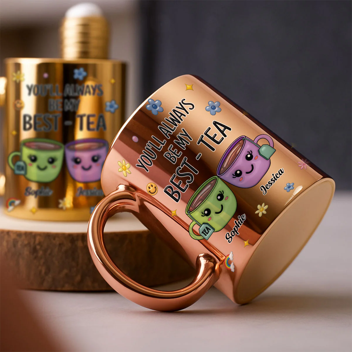 Always Be My Best-Tea - Personalized Custom Metallic Mug - Image 2