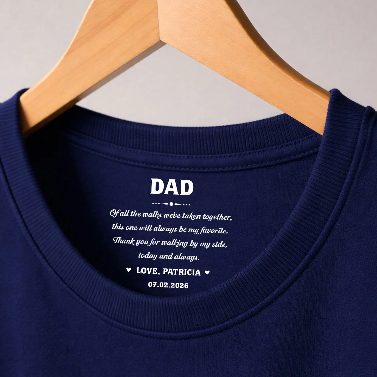 Always By My Side - Personalized Custom Inside Neck Print T-Shirt - Image 3
