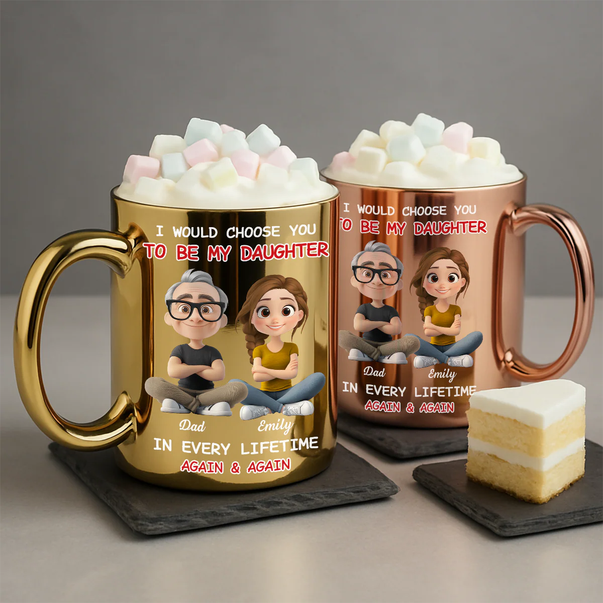 Always Choose You Mom And Daughter - Personalized Custom Metallic Mug - Image 3