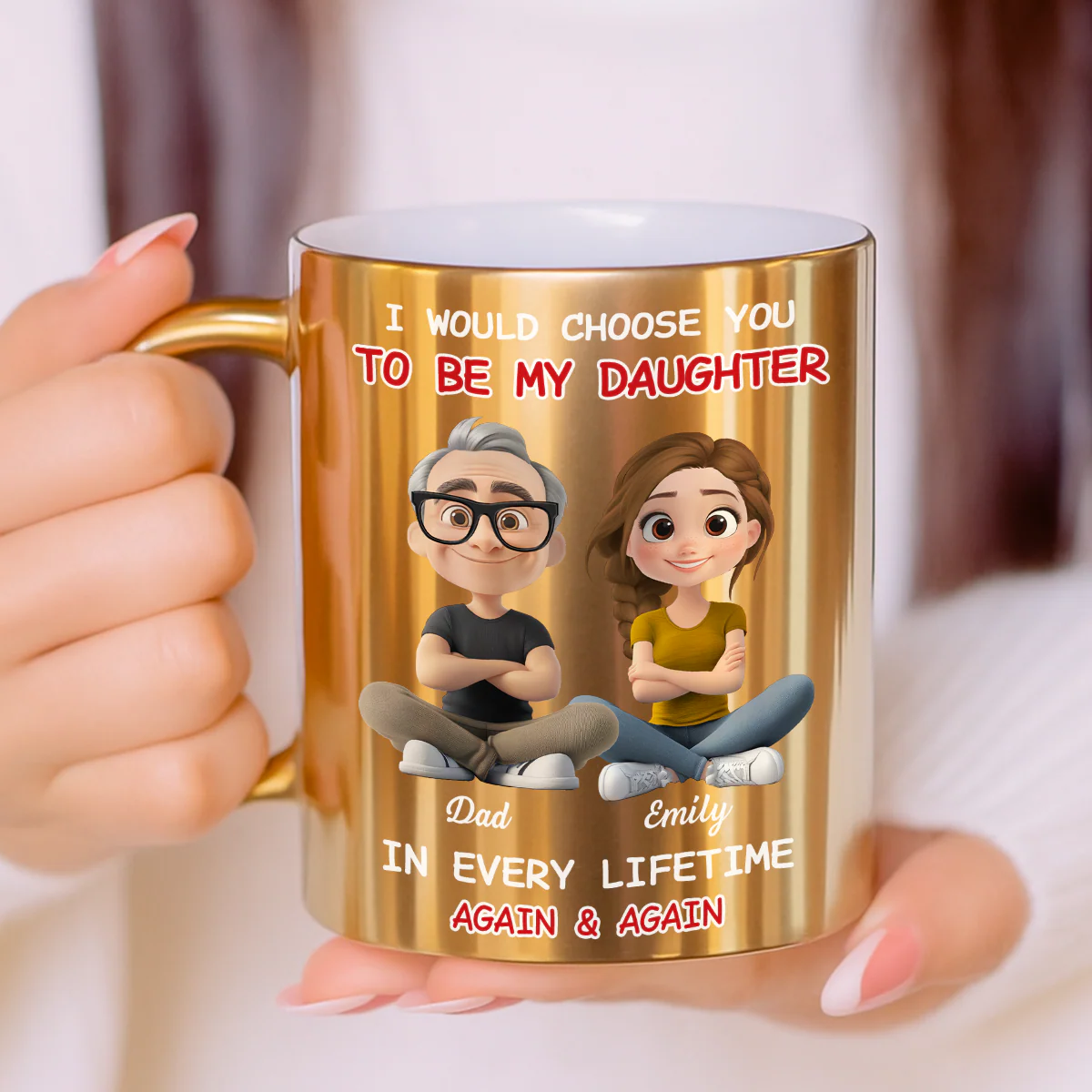 Always Choose You Mom And Daughter - Personalized Custom Metallic Mug - Image 4