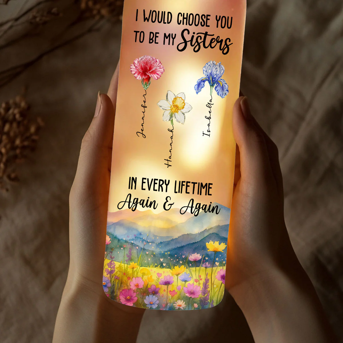 Always Choose You My Sisters - Personalized Custom Bottle Lamp - Image 3