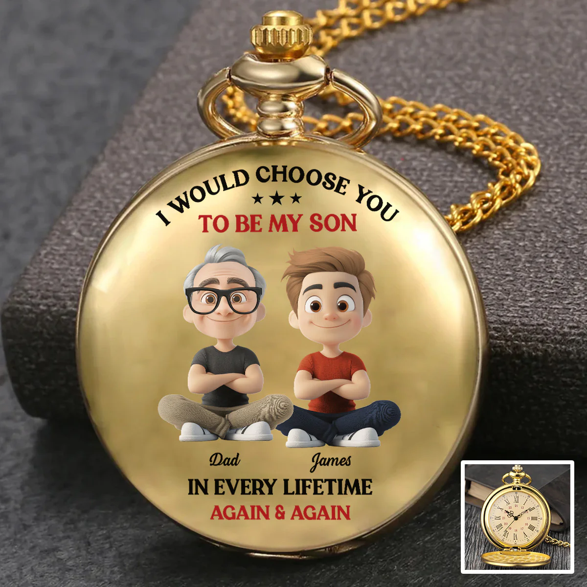 Always Choose You My Son - Personalized Custom Print Pocket Watch - Image 4