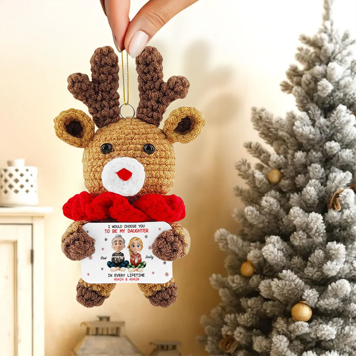 Always Choose You - Personalized Custom Deer Crocheted Ornament - Image 2