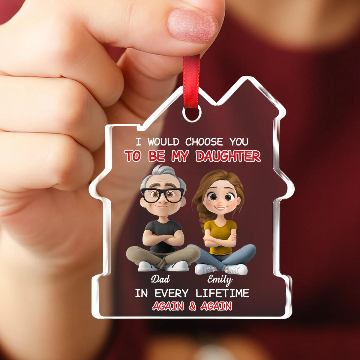Always Choose You - Personalized Custom House Shaped Glass Ornament - Image 4