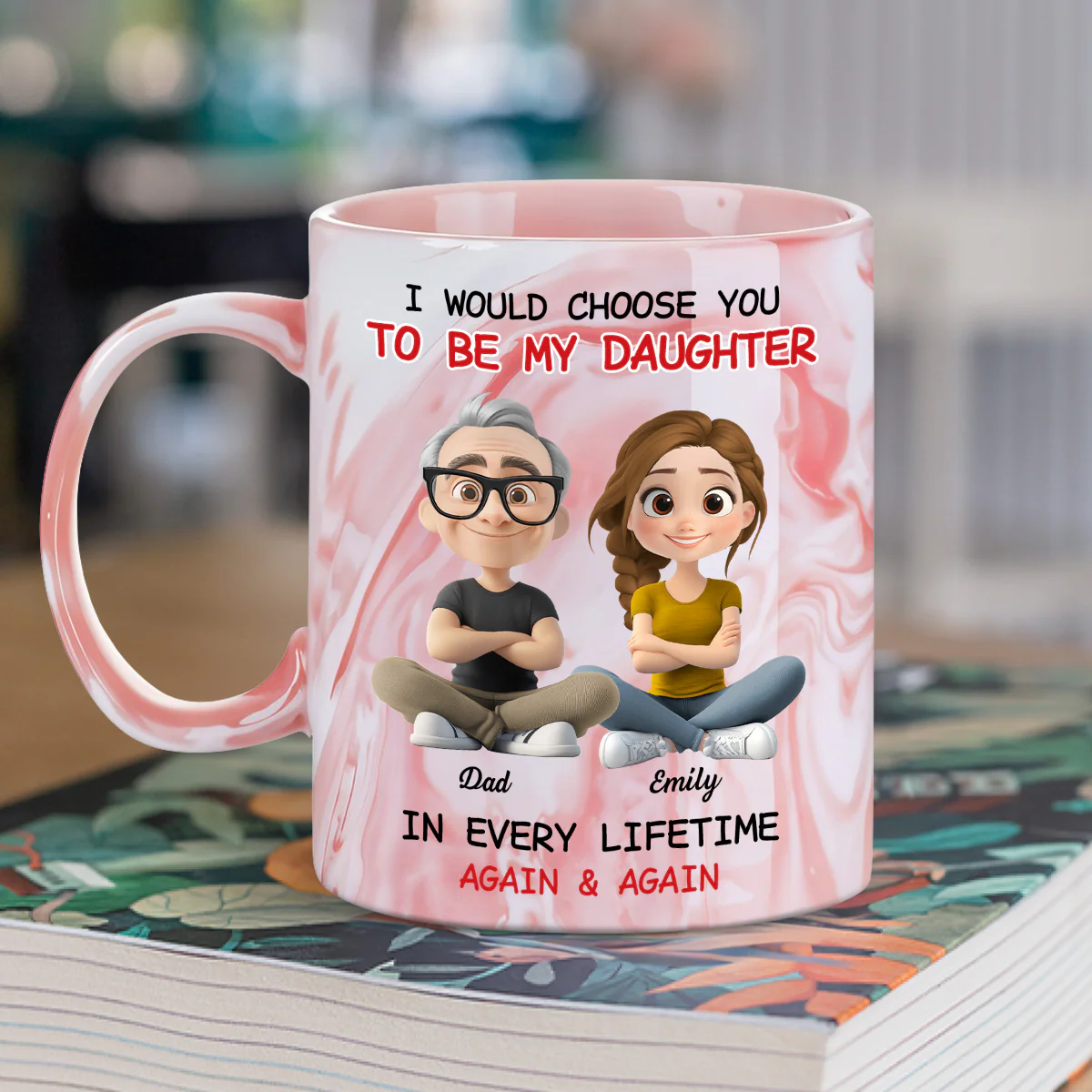 Always Choose You - Personalized Custom Pink Marble Mug - Image 2