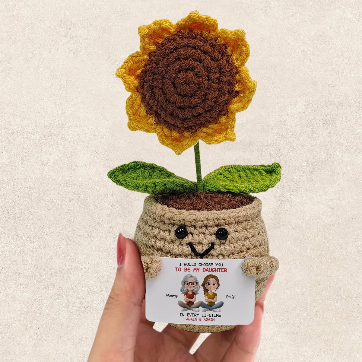 Always Choose You - Personalized Custom Sunflower Crocheted Plushie With Message - Image 3