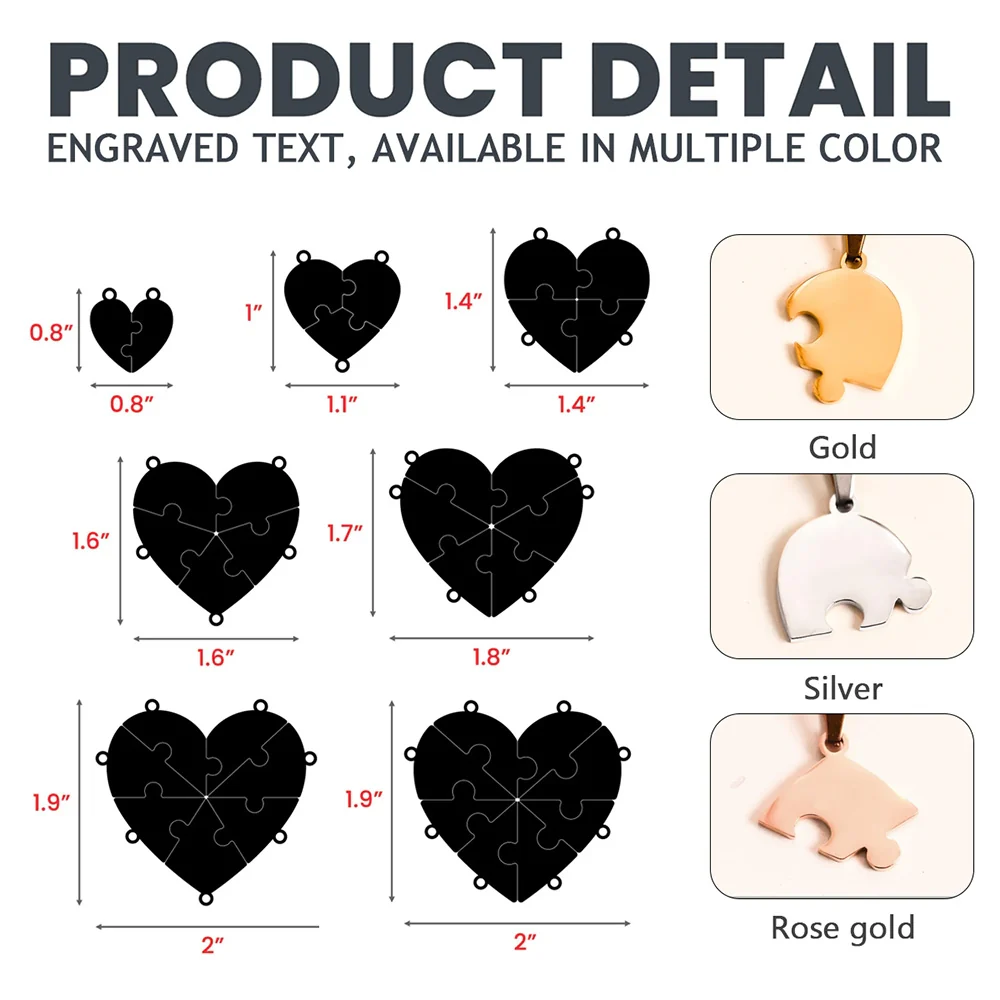 Always Connected By Heart - Personalized Custom Heart Puzzle Necklace - Image 6