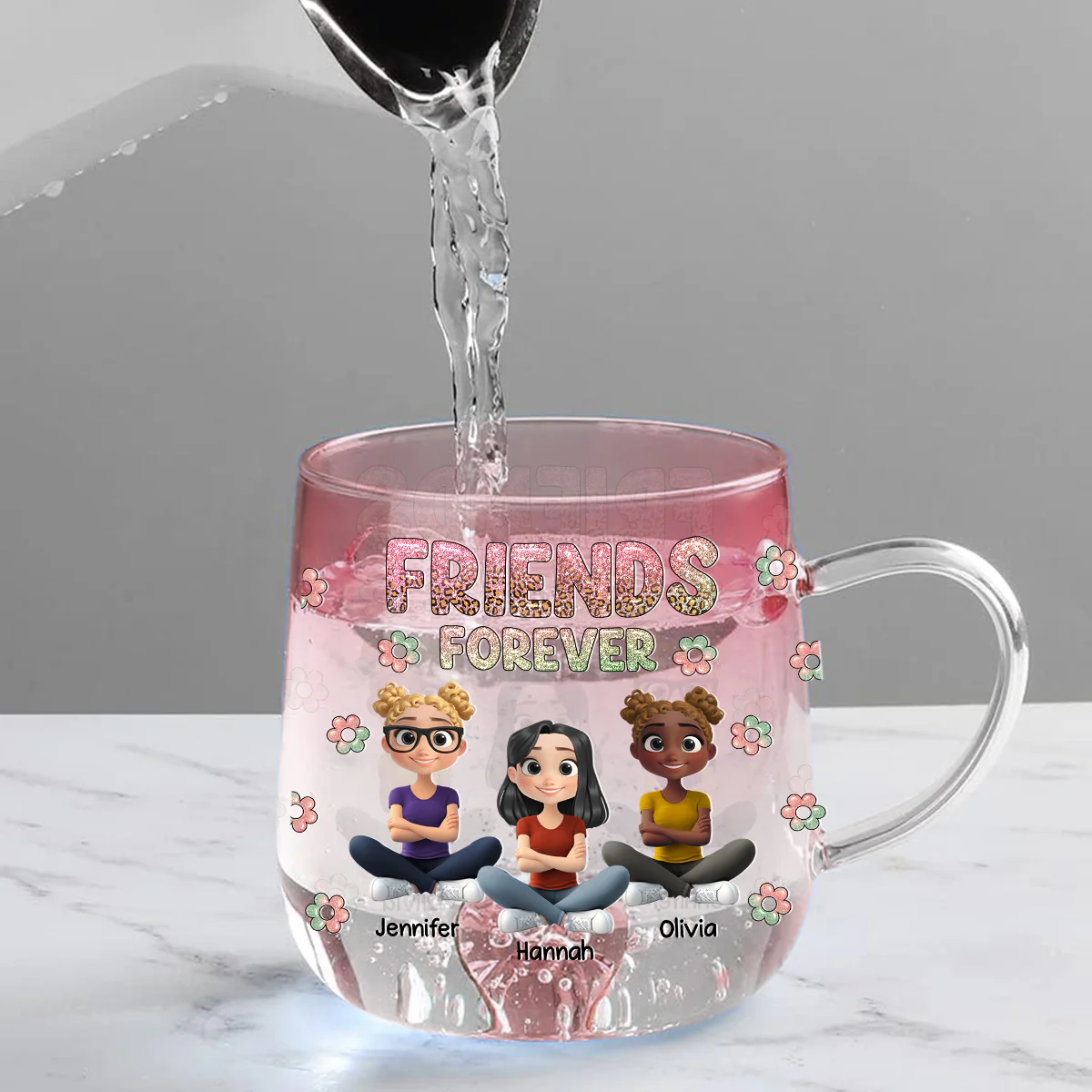 Always My Bestfriend - Personalized Custom Pink Gradient Glass Mug - Image 3