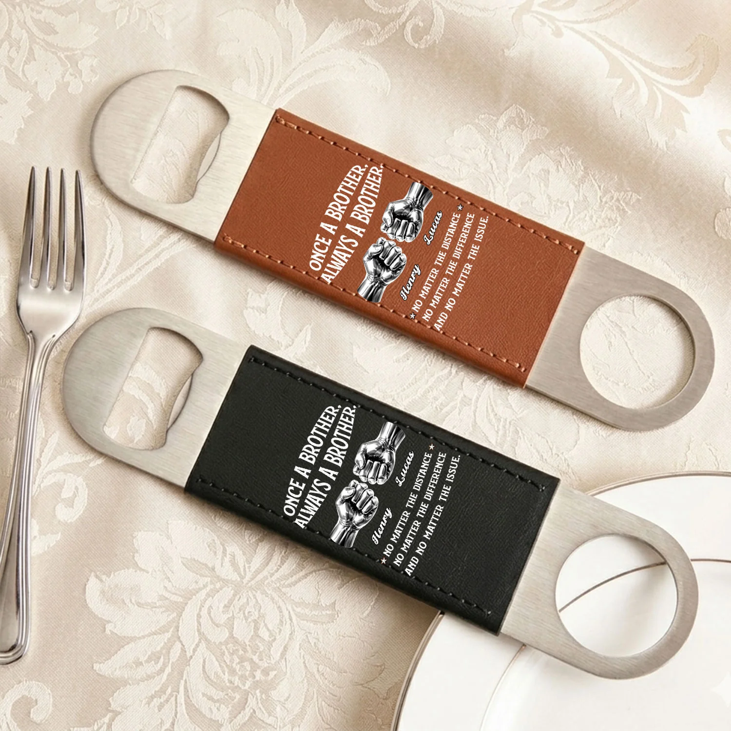 Always My Brother - Personalized Custom Leather Bottle Opener - Image 4