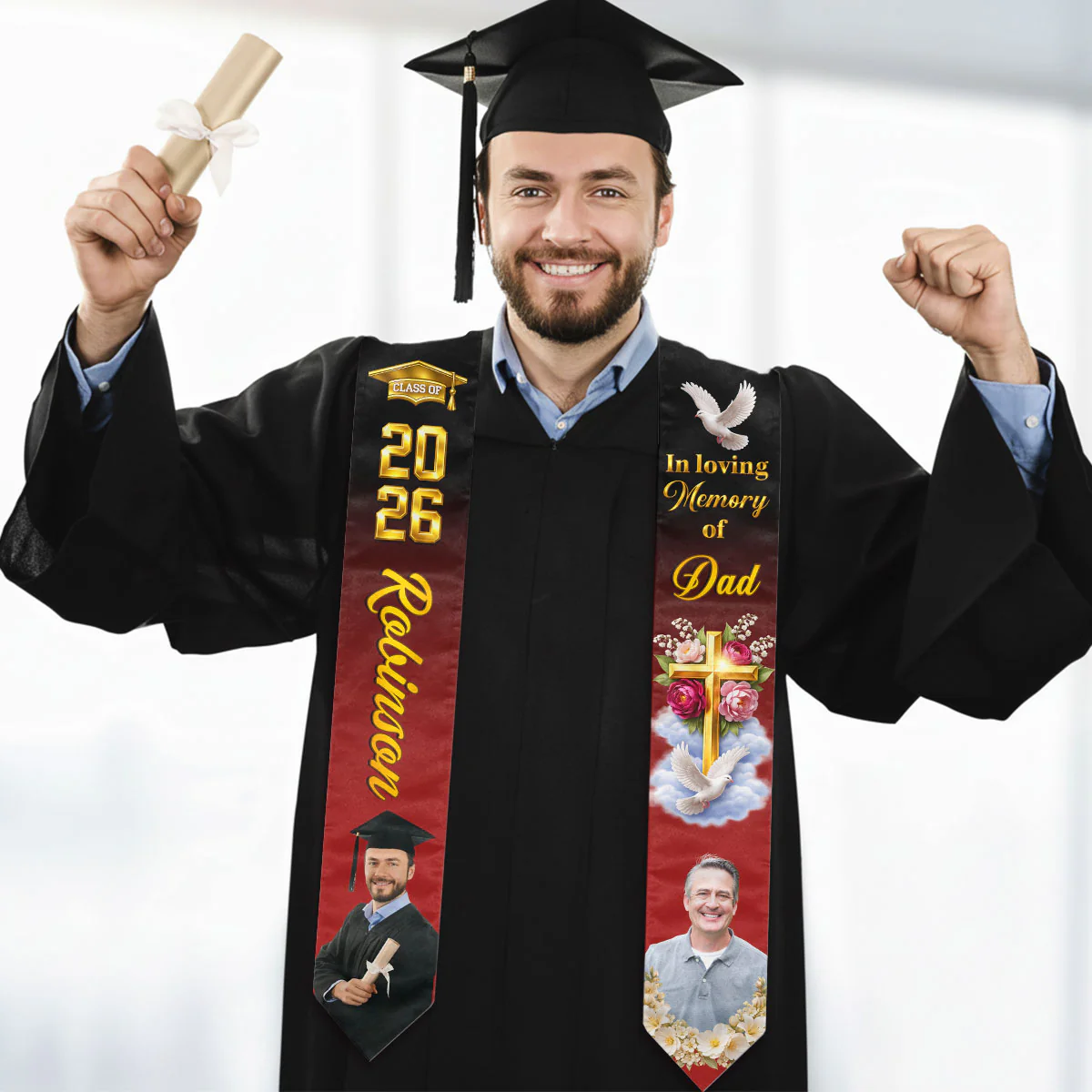 Always On My Mind - Personalized Custom Graduation Stole - Image 3