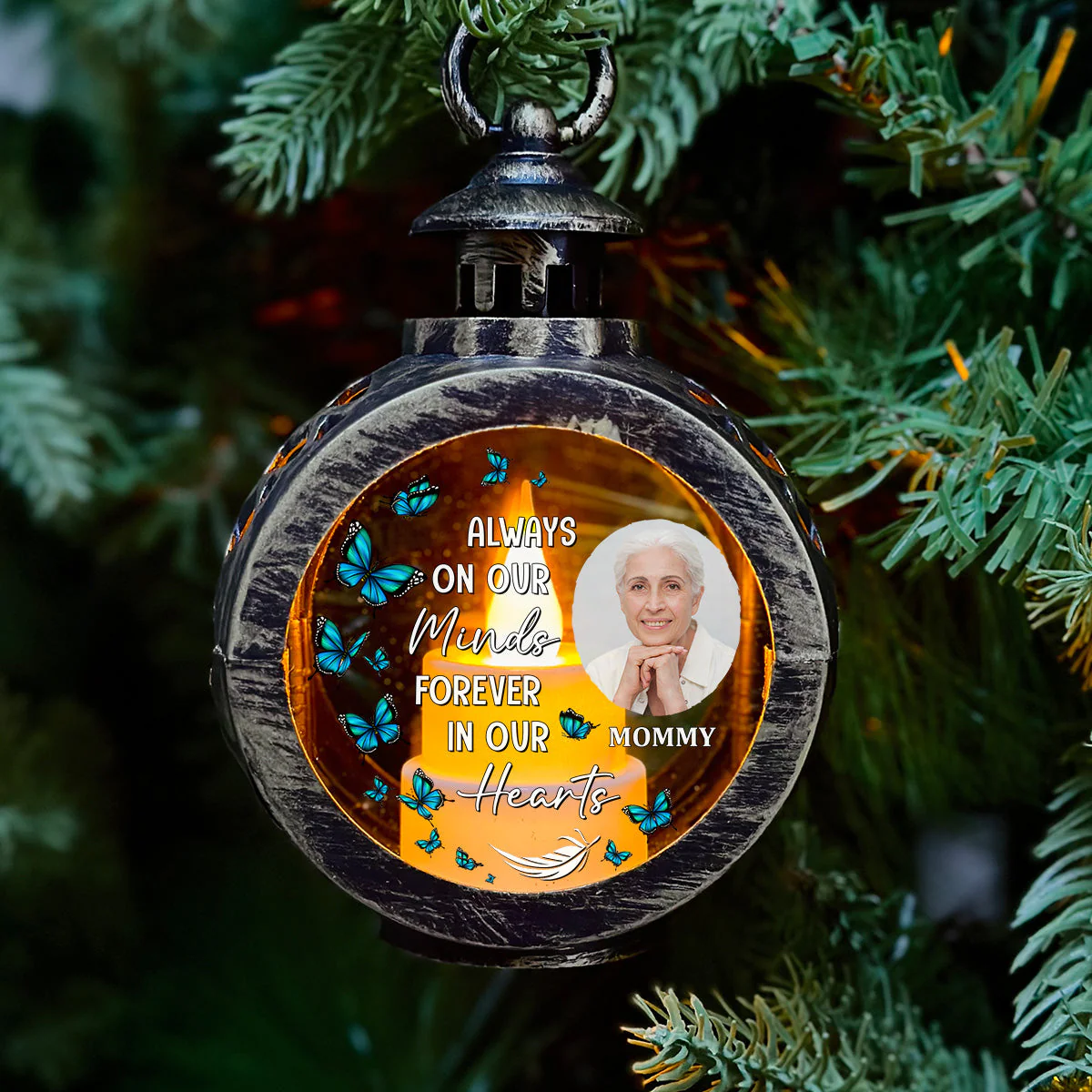 Always On Our Minds - Personalized Custom Christmas Lantern - Image 2