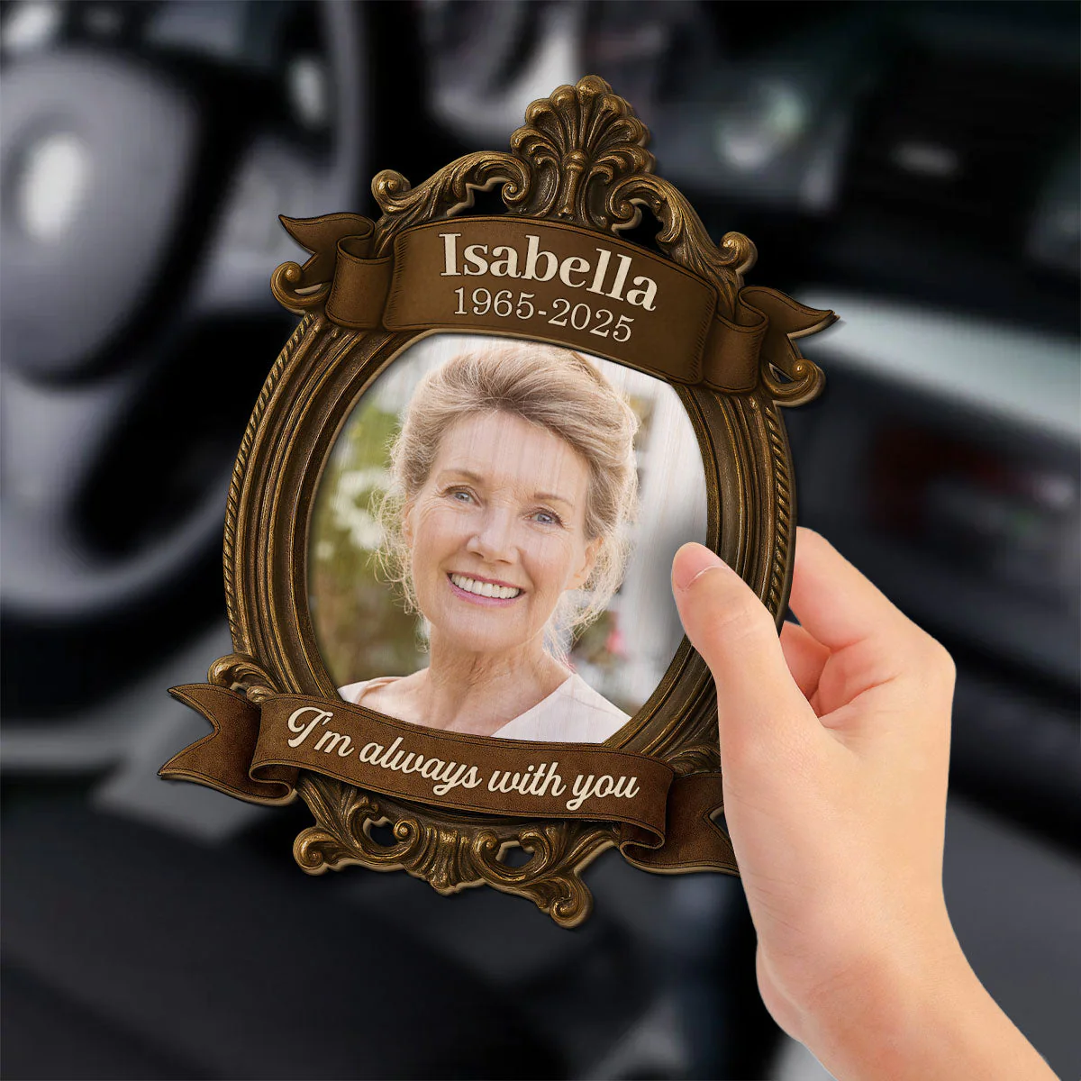 Always With You Vintage Frame - Personalized Custom Car Visor Clip - Image 2