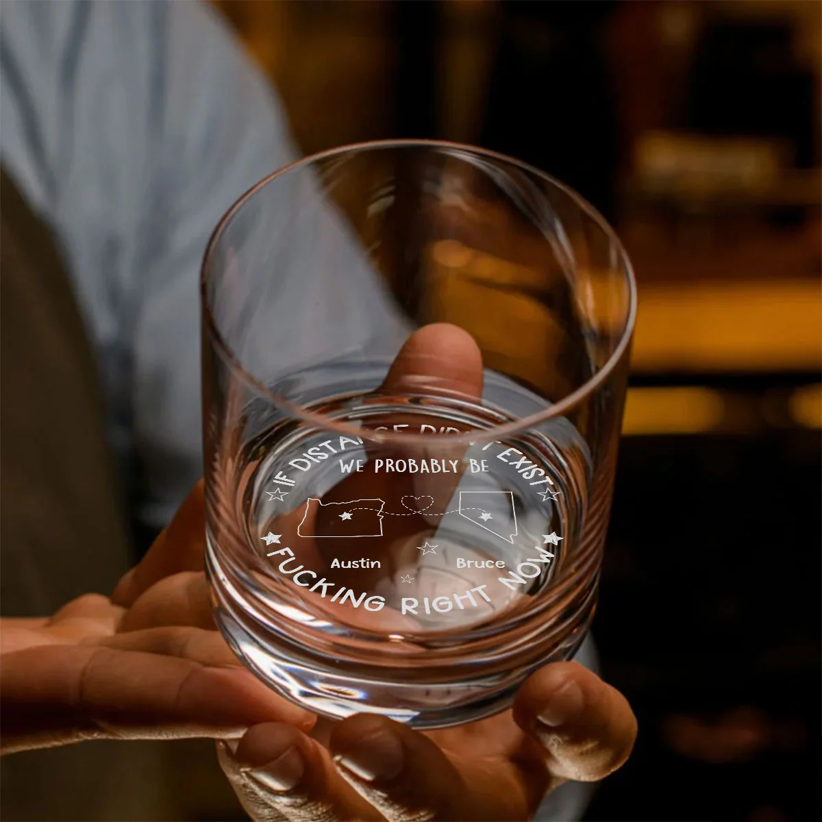 Always Yours Despite The Miles - Personalized Custom Engraved Whiskey Glass - Image 3