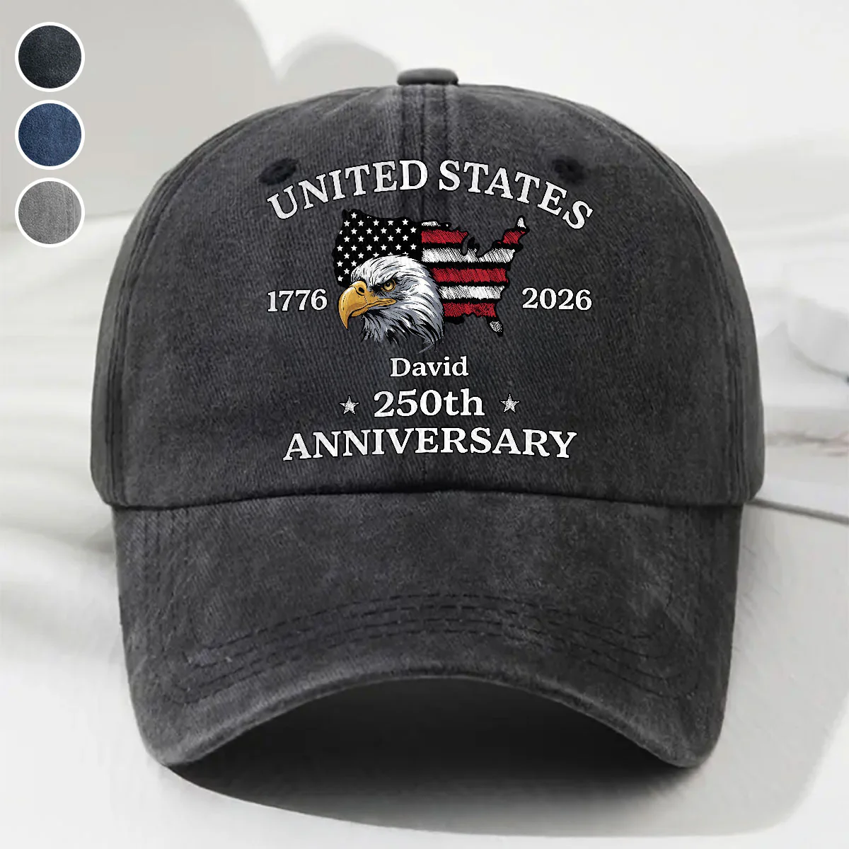 America Proud Then And Now - Personalized Custom Vintage Washed Denim Cap