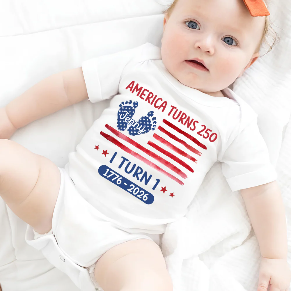 America Turns 250 I Turn 1 - Personalized Custom Baby Onesie - Image 6