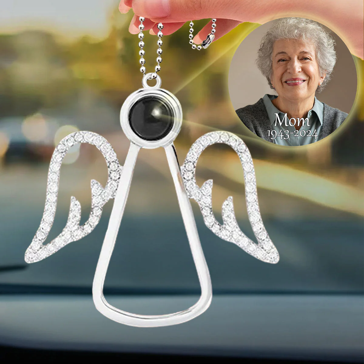 An Angel In Heaven - Personalized Custom Photo Angel Projection Car Ornament - Image 2