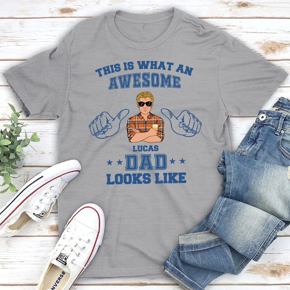 An awesome dad looks like - Personalized Custom Shirt - Image 3