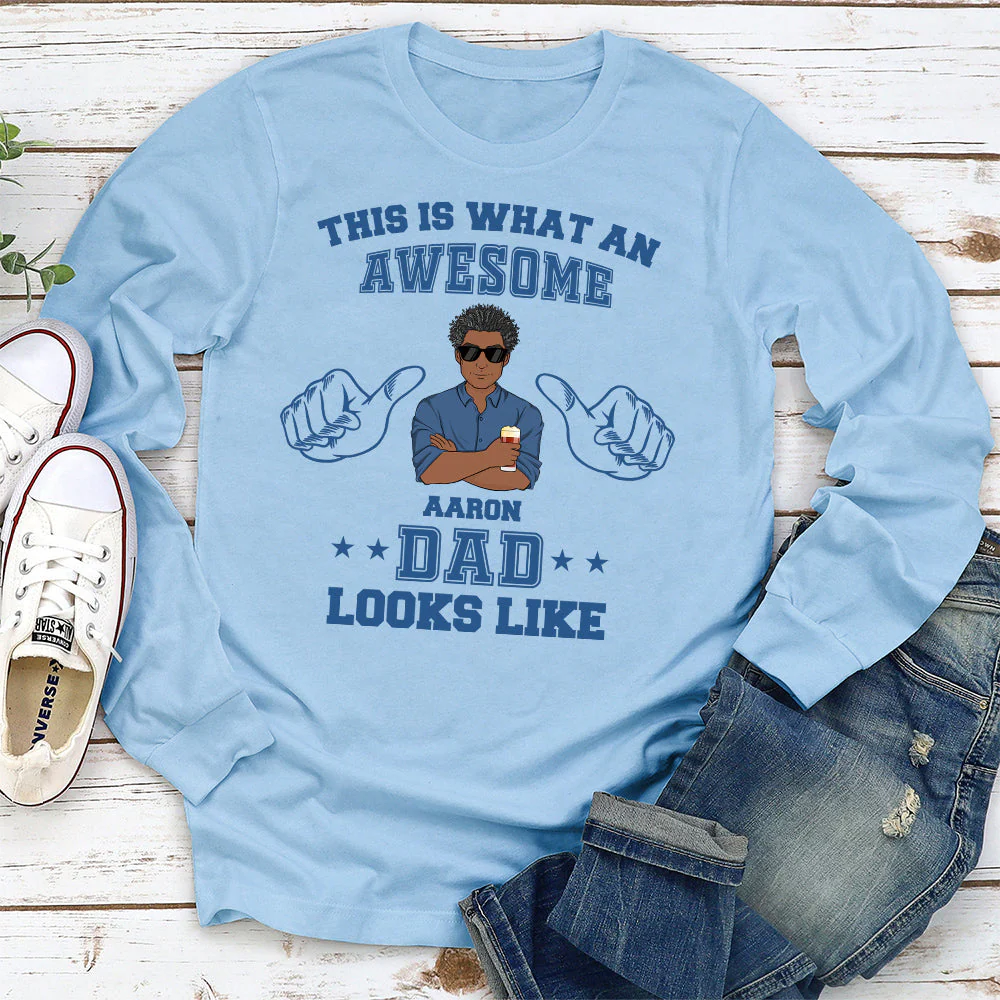 An awesome dad looks like - Personalized Custom Shirt - Image 4
