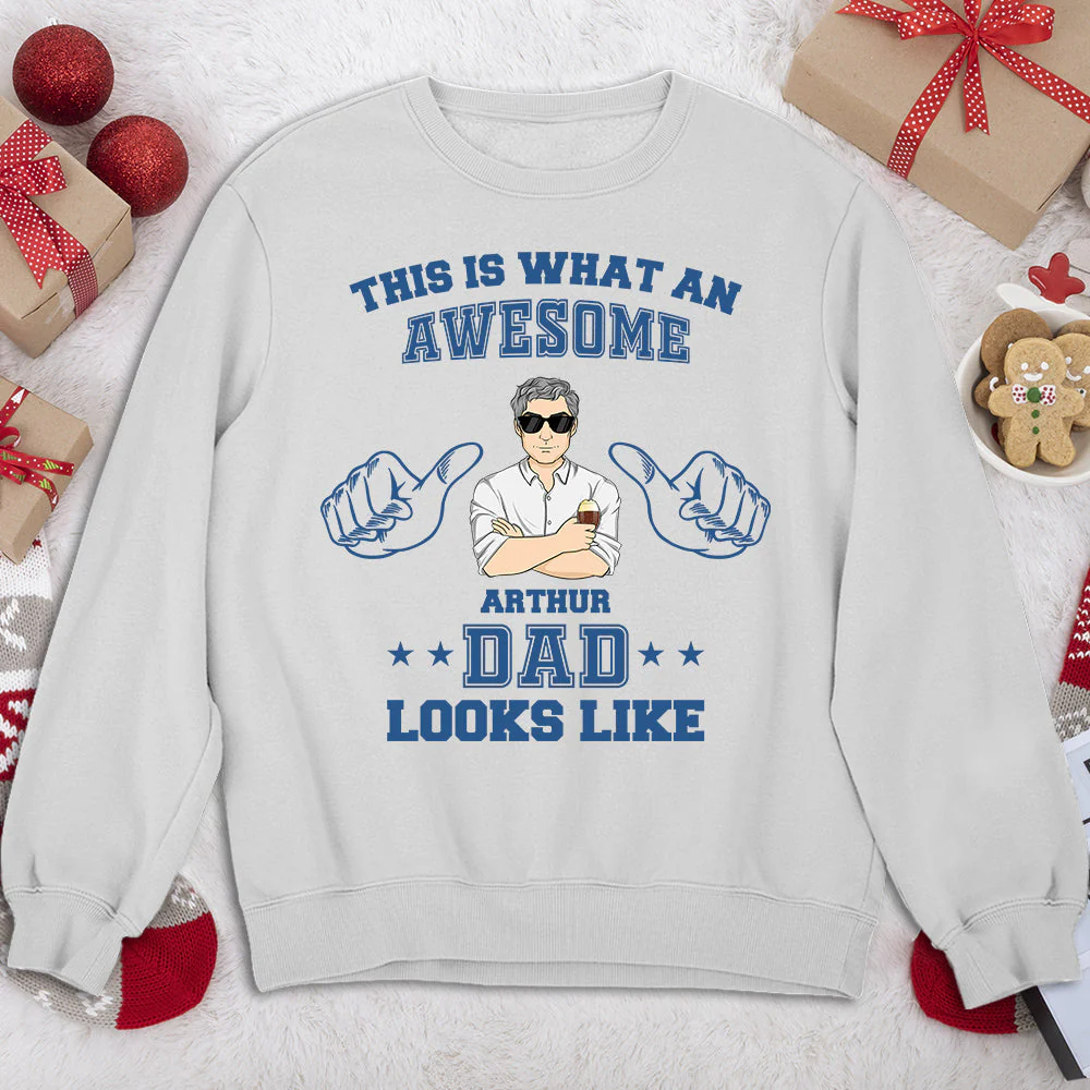 An awesome dad looks like - Personalized Custom Shirt - Image 5