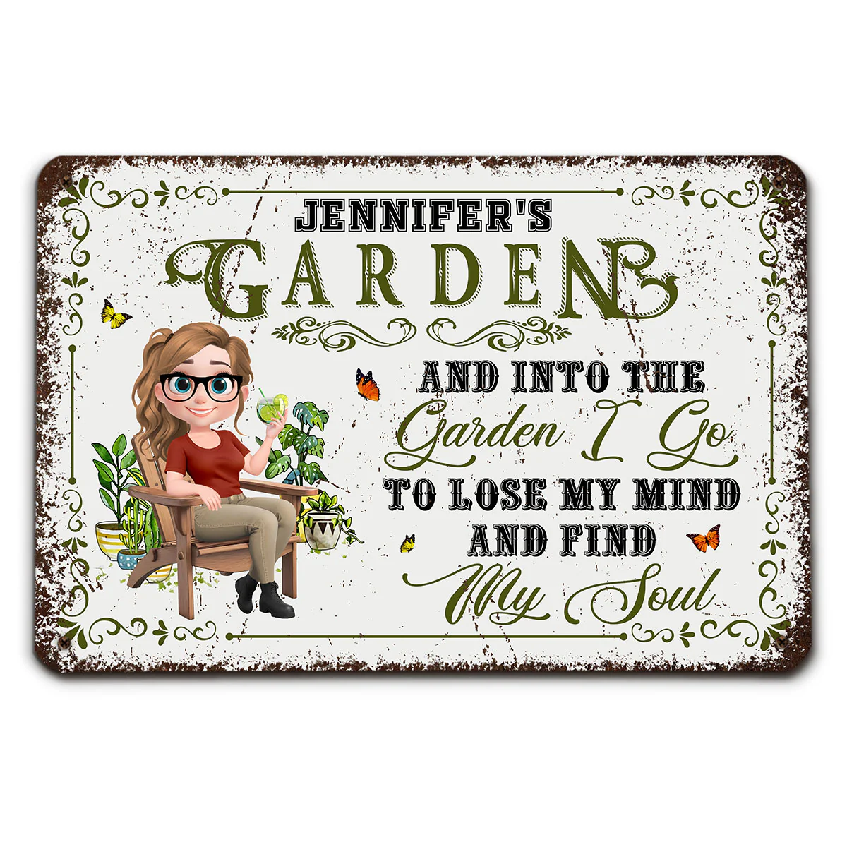 And Into The Garden I Go Gardening - Personalized Custom Metal Sign