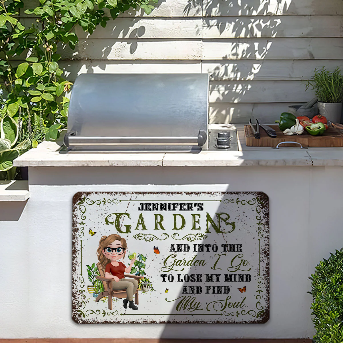 And Into The Garden I Go Gardening - Personalized Custom Metal Sign - Image 3