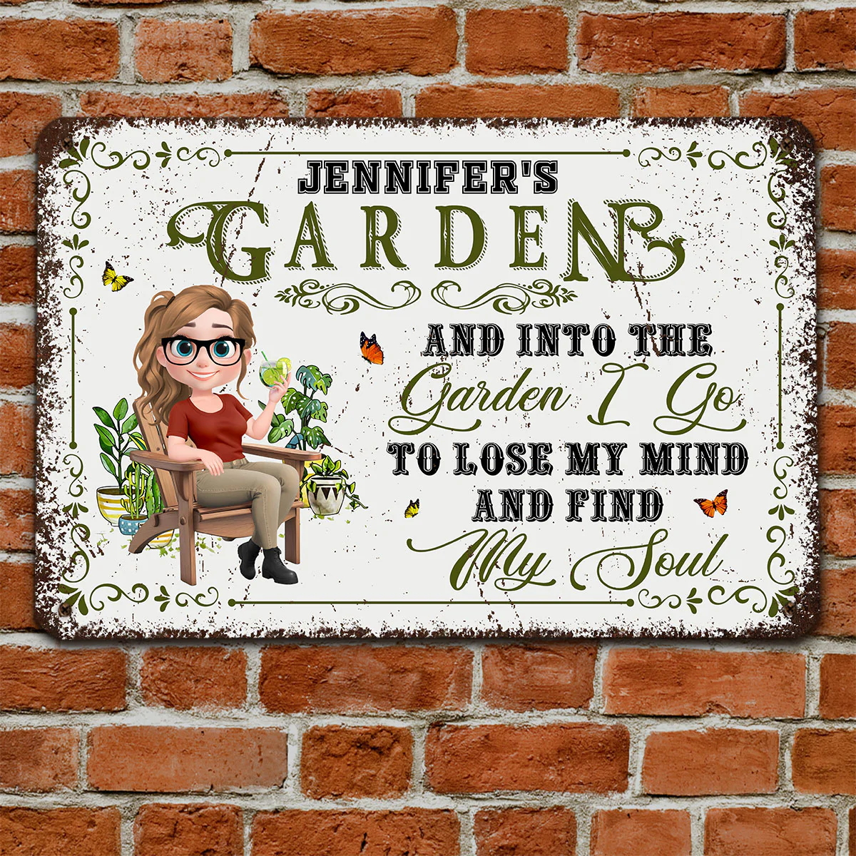 And Into The Garden I Go Gardening - Personalized Custom Metal Sign - Image 5